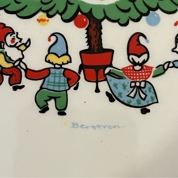 1 God Jul Berggren Traynor 10"Dinner Plate Christmas Tree Elves Johnson‎ Brother - Picture 5 of 13